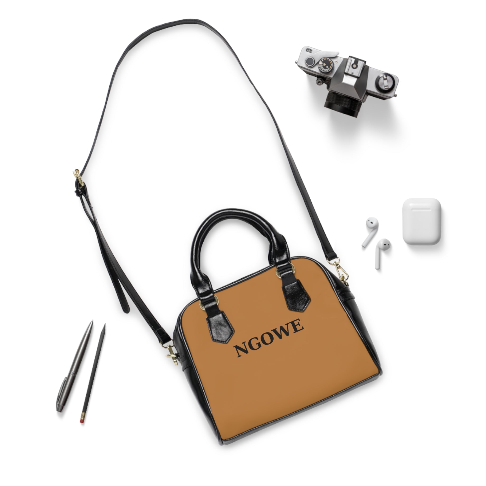 NGOWE Trendy Shoulder Handbag with Gold Embroidery - Chic Everyday Tote for Style Lovers